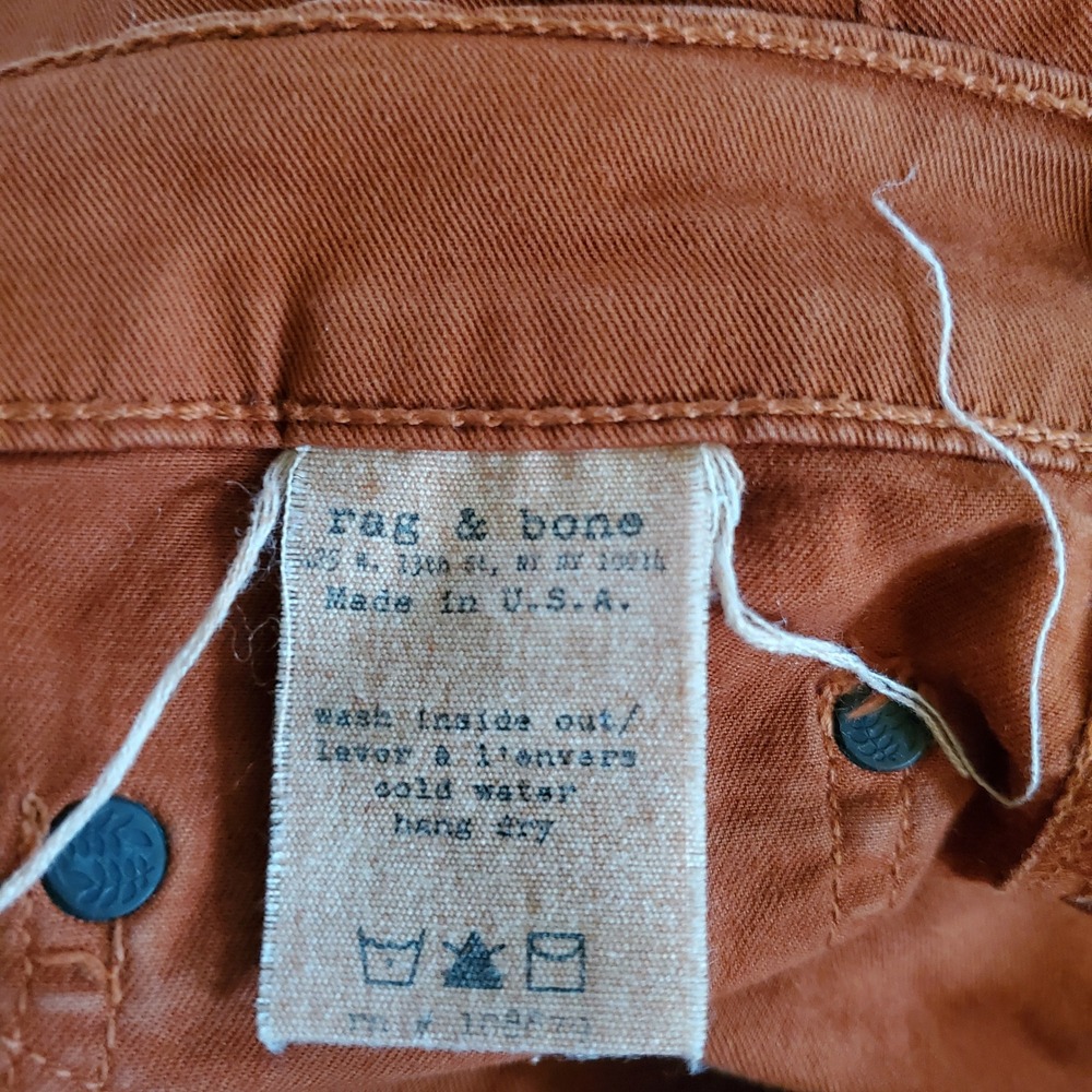 Rag & Bone Jean Legging Burnt Orange Rust Slim Fit Pants Made in USA Sz 31 - Picture 5 of 12